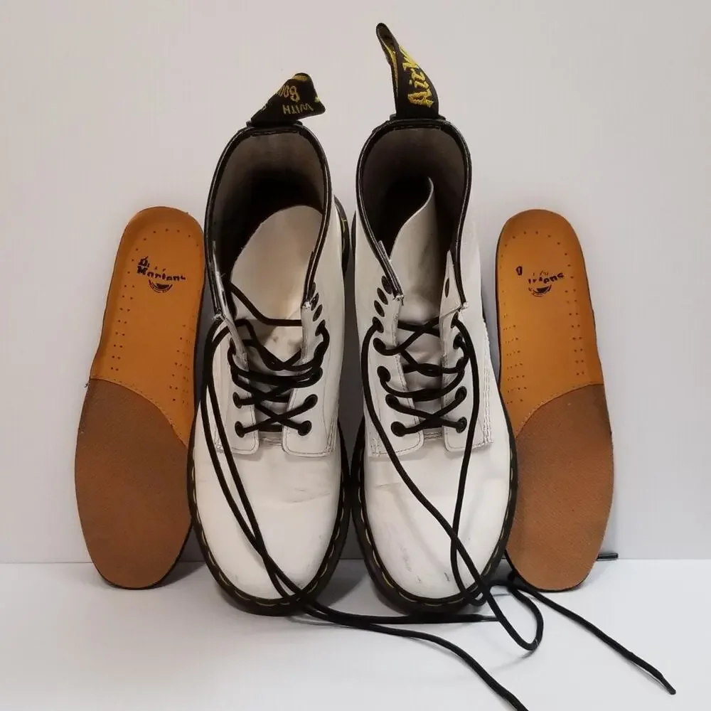 Dr Martens Leather Combat Boot White Women Sz 8 Doc AirWair 11821 Oil Resistant - Picture 8 of 15